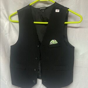 George Black Striped Vest with Green Accent